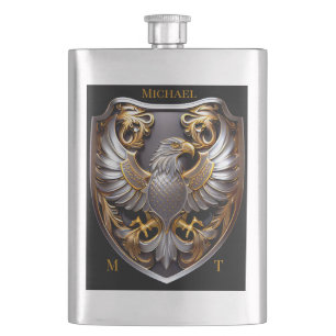 Custom Silver Gold Eagle Flask