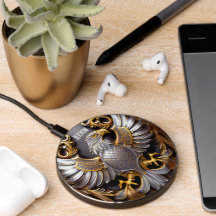 Custom Silver Gold Eagle Wireless Charger
