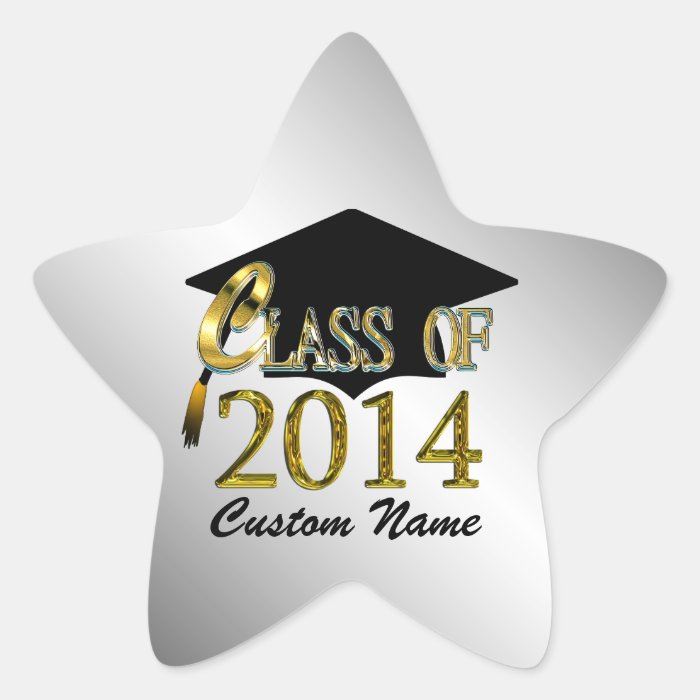 Custom Silver & Gold Star Class Of 2014 Sticker