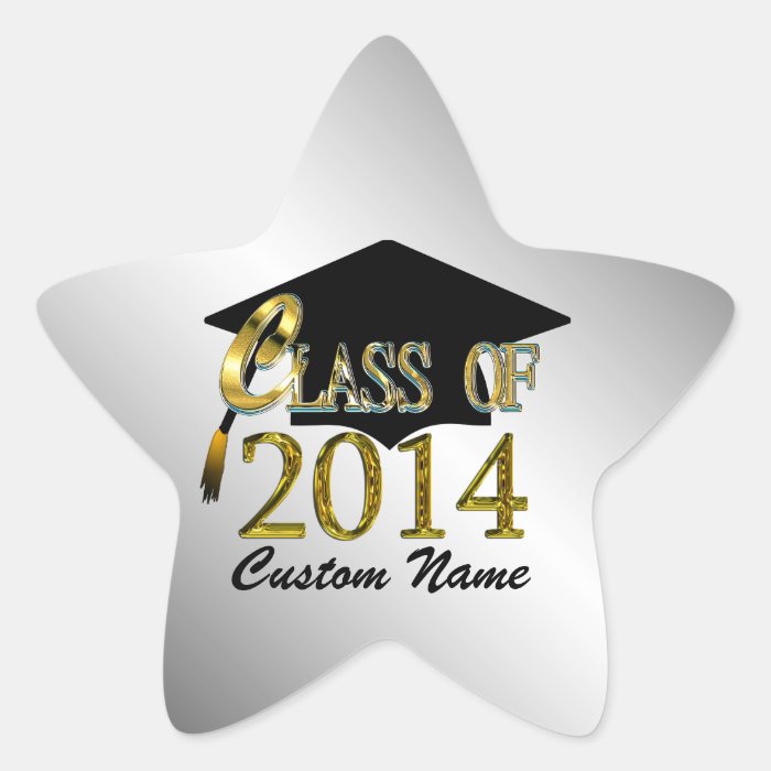 Custom Silver & Gold Star Class Of 2014 Sticker