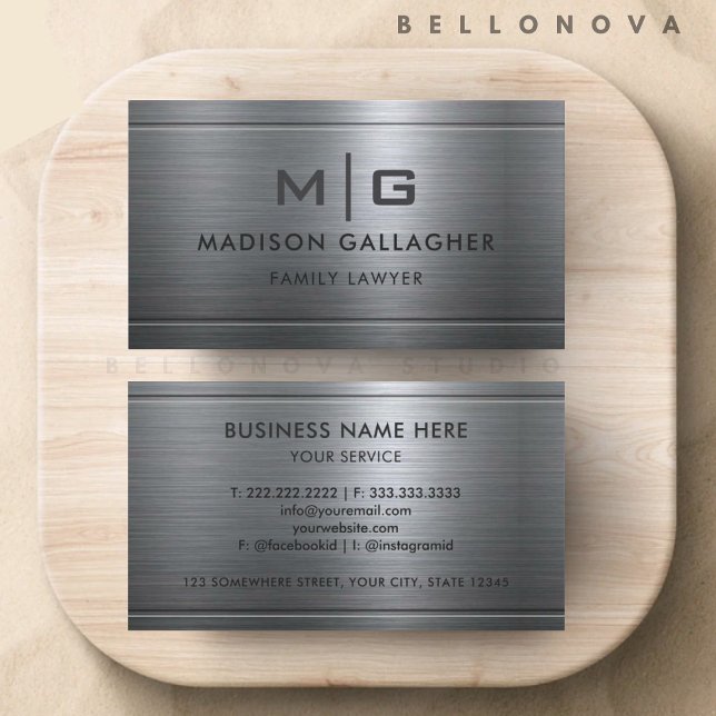 Custom Silver Grey Metal Professional Business Card (Custom Silver Grey Metal Professional Business Card)
