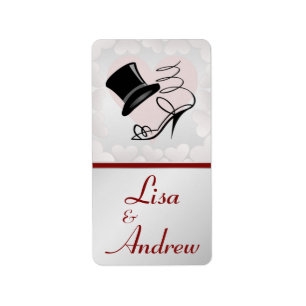 Custom Silver Hearts Black Top Hat and High Heels Label