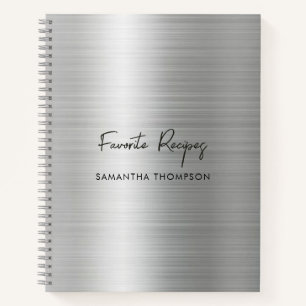 Custom Silver Metallic Favorite Recipe Cookbook  Notebook