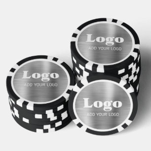 Custom Silver Metallic Style Business Logo Poker Chips