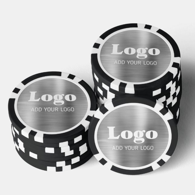 Custom Silver Metallic Style Business Logo Poker Chips (Stack)