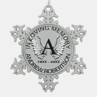 Custom Silver Monogram Memorial Snowflake Pewter Christmas Ornament