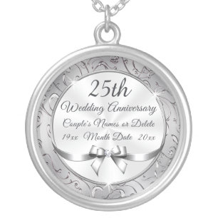 Custom Silver Plated 25th Anniversary Necklace