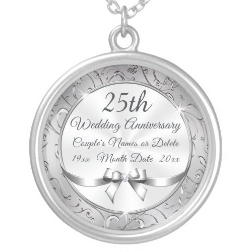 Custom Silver Plated 25th Anniversary Necklace