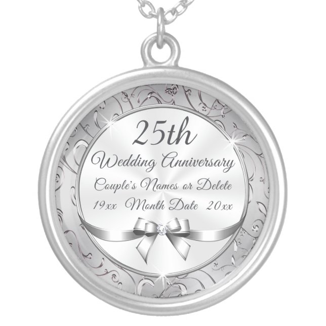 Custom Silver Plated 25th Anniversary Necklace (Front)