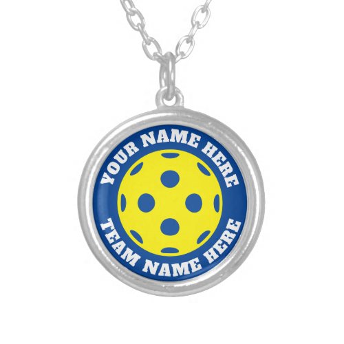 Custom Silver Plated Necklace pickleball design