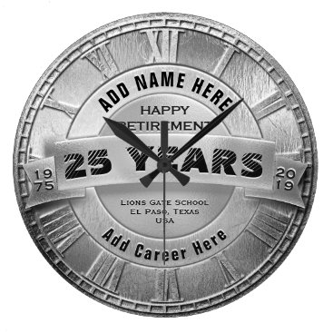 Custom Silver Retirement Award Large Clock Custom Silver Retirement Award Large Clock