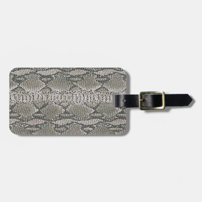 Custom Silver Snake Skin Luggage Tag (Front Horizontal)