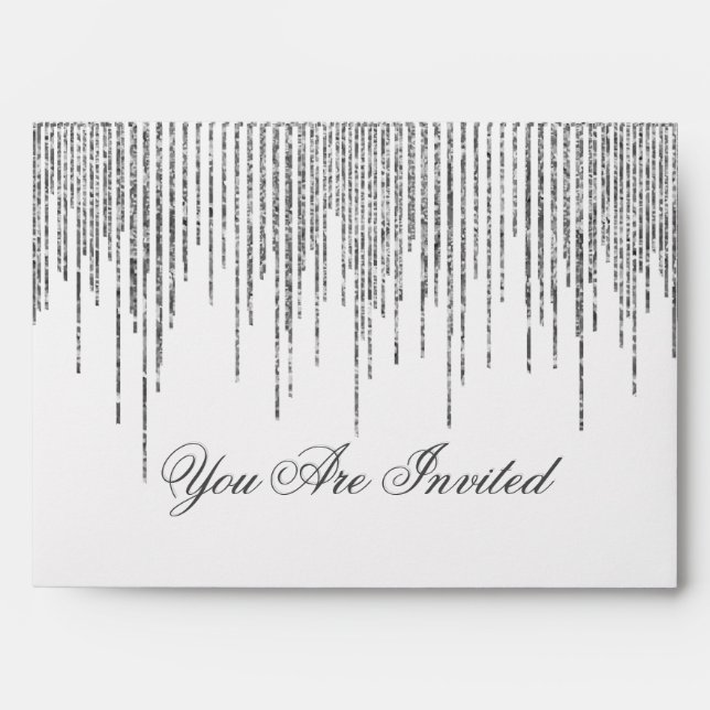 Custom Silver Stream Glitter Confetti Look Envelope (Front)