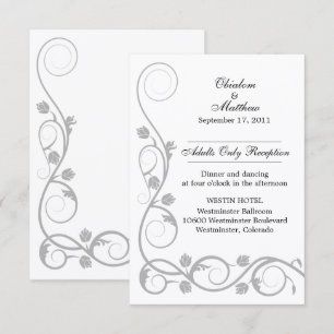 Custom Silver Swirls Reception Cards
