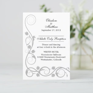 Custom Silver Swirls Reception Cards