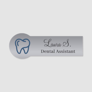 Custom Silver Tooth Logo Dental Assistant Name Tag