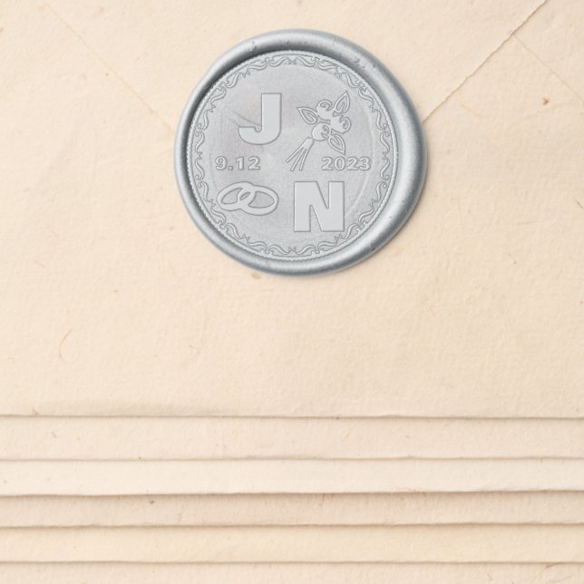 Custom Silver Wax Seal sticker For Wedding  (Front)