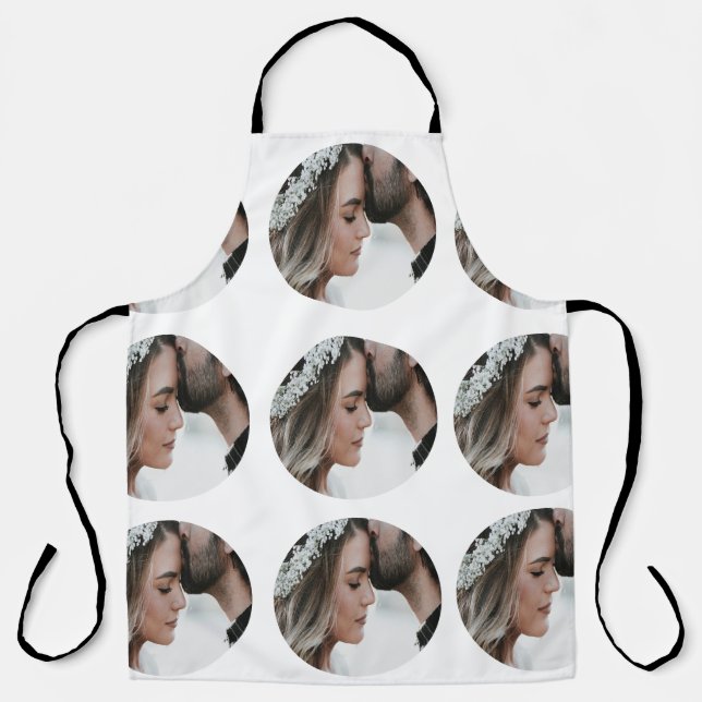 custom simple add circular photo collage add name  apron (Front)