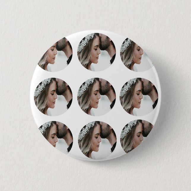 custom simple add circular photo collage add name  button (Front)