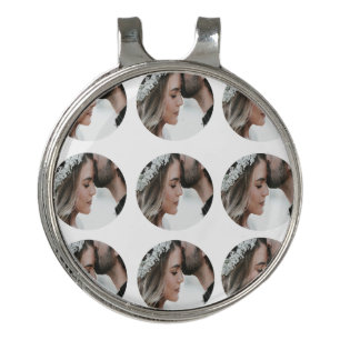 custom simple add circular photo collage add name  golf hat clip