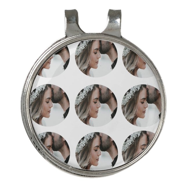 custom simple add circular photo collage add name  golf hat clip (Front)