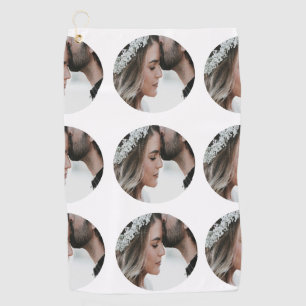 custom simple add circular photo collage add name  golf towel