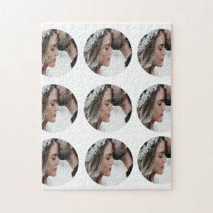 custom simple add circular photo collage add name  jigsaw puzzle