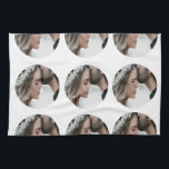 custom simple add circular photo collage add name  kitchen towel<br><div class="desc">design</div>