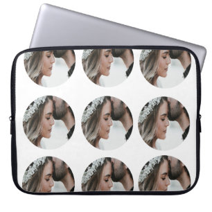 custom simple add circular photo collage add name  laptop sleeve