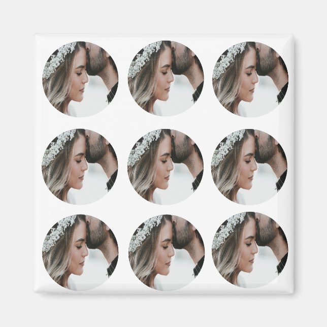 custom simple add circular photo collage add name  magnet (Front)