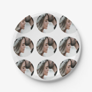 custom simple add circular photo collage add name  paper plates