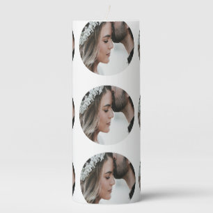 custom simple add circular photo collage add name  pillar candle