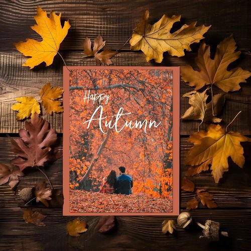 Custom Simple Autumn Photo Holiday Cards