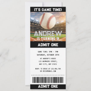 Custom simple Baseball Ticket Birthday Invitation