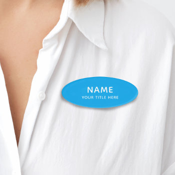 Custom Simple Basic Modern Minimal Sky Blue Title Name Tag by pinkpinetree at Zazzle