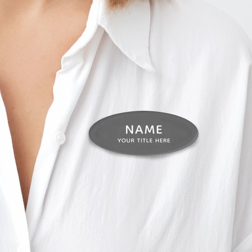 Custom Simple Basic Modern Minimalist Grey Title Name Tag