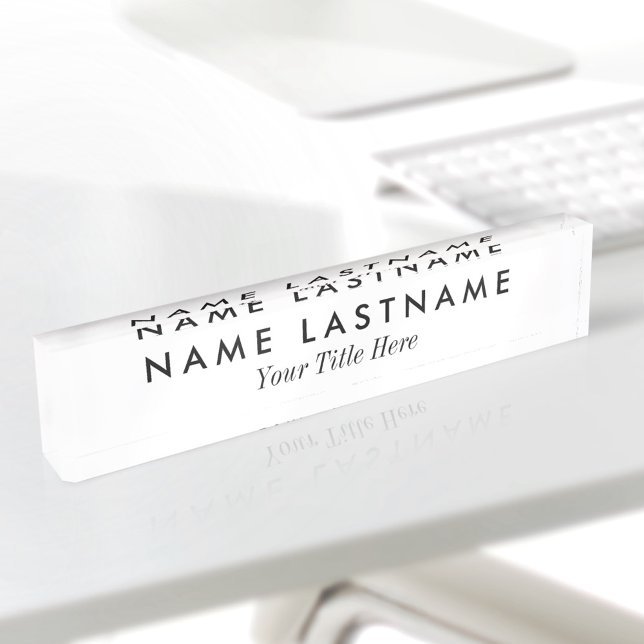 Custom Simple Basic Modern Minimalist White Title Desk Name Plate (Creator Uploaded)
