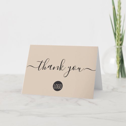 Custom simple beige business logo customer  thank you card