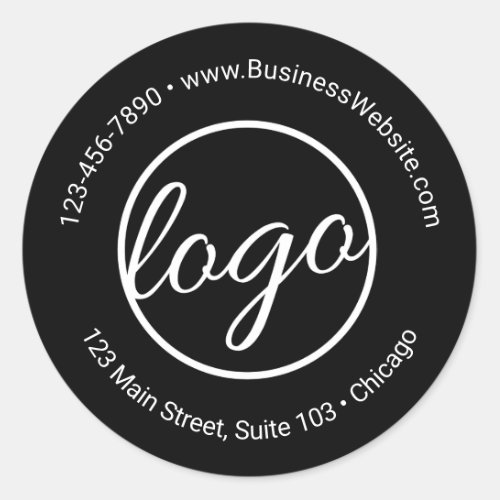 Custom Simple Black Business Logo Classic Round Sticker