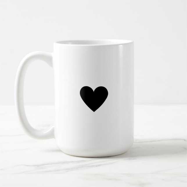 Custom Simple Black Heart Coffee Mug (Left)