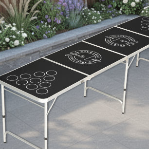 Custom Simple Black Logo Beer Pong Table