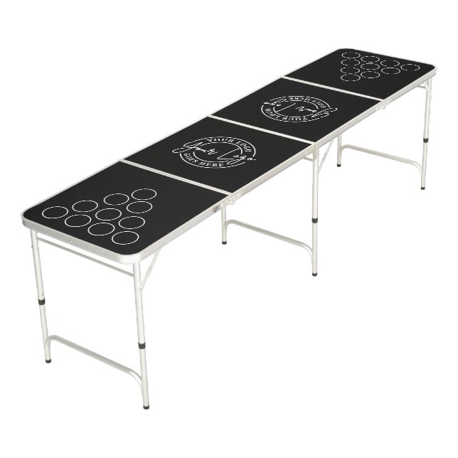 Custom Simple Black Logo Beer Pong Table (Angled)