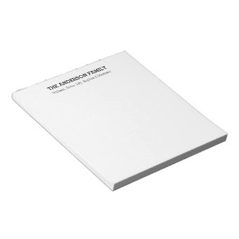 Custom Simple Black Modern Basic Minimalist Family Notepad | Zazzle