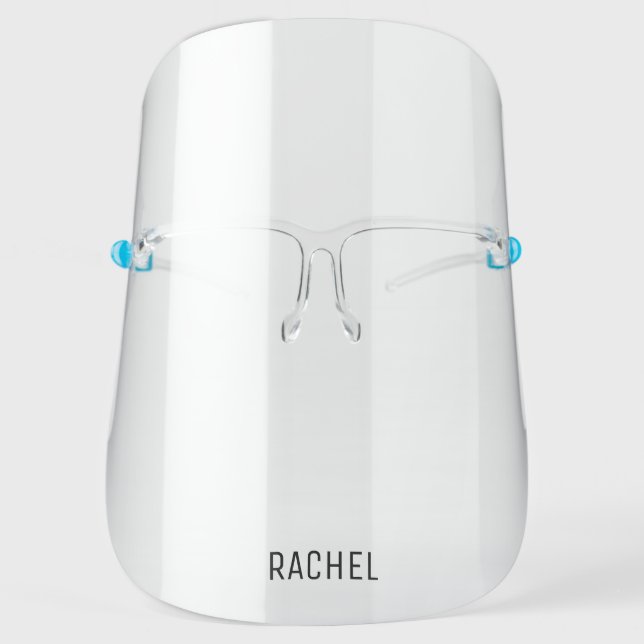 Custom Simple Black Monogram Name Face Shield (Front)