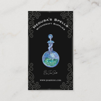 Custom Simple Black Witchcraft Spell Bottle  Business Card