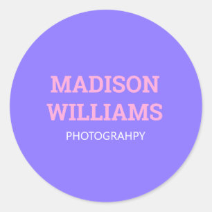 Custom Simple Bold Colorful Blue Pink Promotional Classic Round Sticker