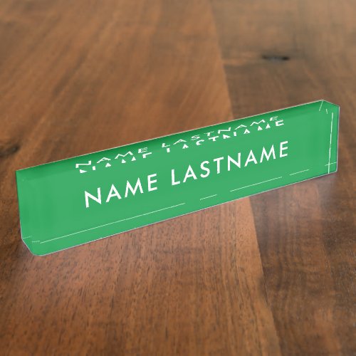 Custom Simple Bright Grass Green Basic Minimalist Desk Name Plate