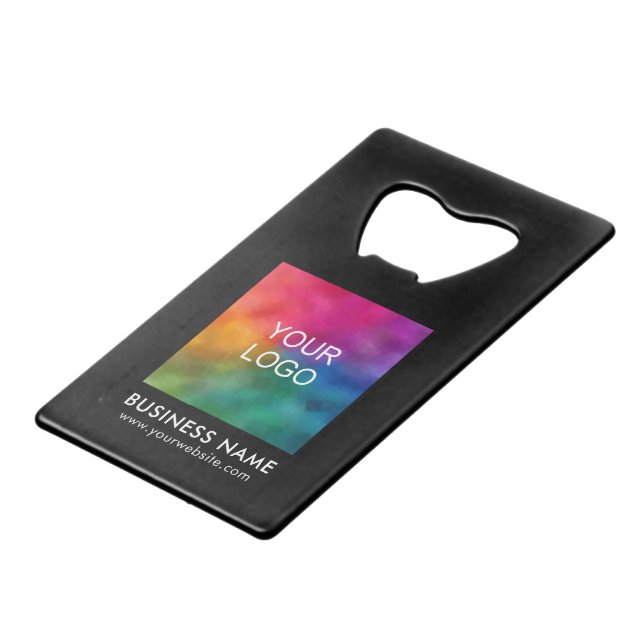 Custom Simple Business Company Logo Template Credit Card Bottle Opener (Front Angled)