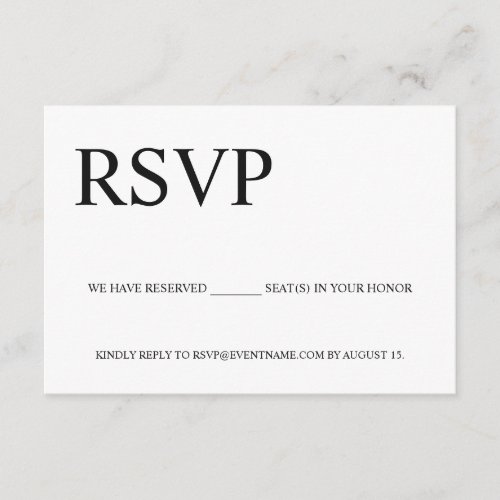 Custom Simple Business event Logo Reserved seats  Enclosure Card