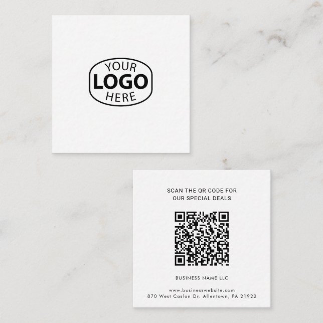 Custom Simple Business Logo QR Code Note Card (Front/Back)